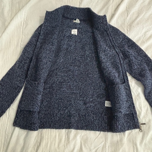 LL Bean Classic Ragg Lamb’s Wool Zip Up Sweater Small NWT Blue - Picture 6 of 9